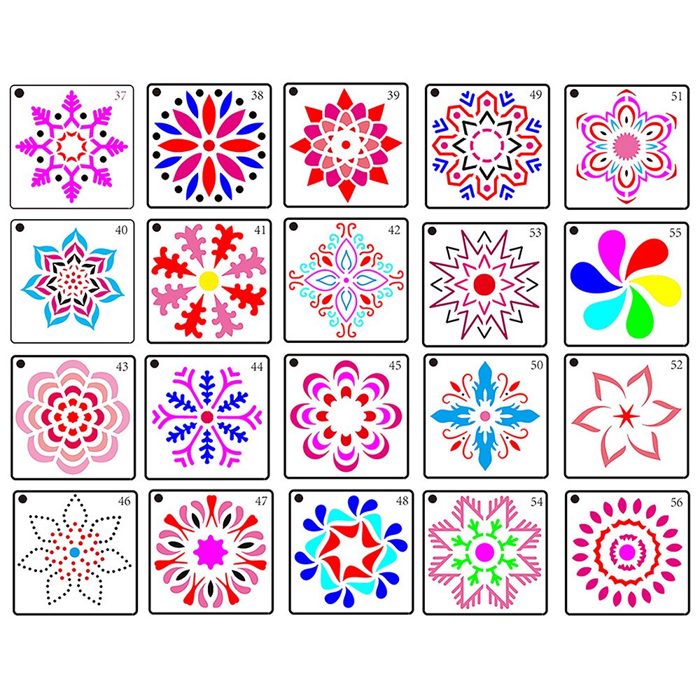 Gabarit de pointillage de Mandala, 36/56 pièces, pochoirs de Mandala creux pour dessin, tissu de roche, outils de peinture d'art mural, accessoires artisanaux de bricolage
