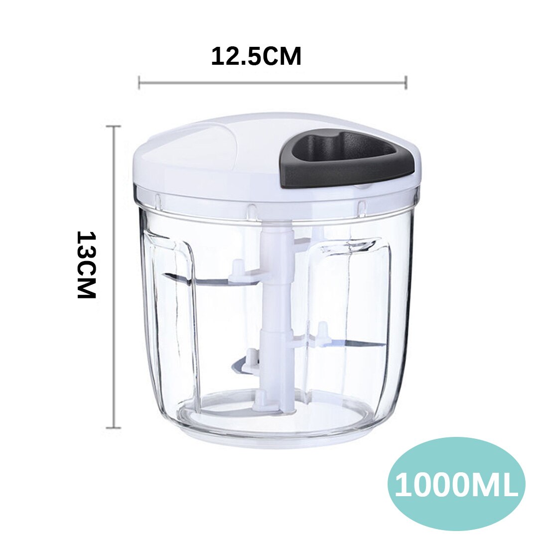 Multifunctionele handmatige knoflookpers groente-fruitrasp vleesmolen snijder dunschiller snijder: 1000ml witte