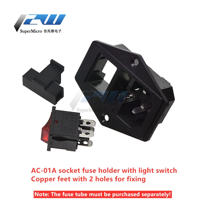 Input connector 10A 250VAC 3pin iec320 C14 power plug with red light rocker switch 10A male/female connectorAC-01/02/03/04/05/06: AC-01A