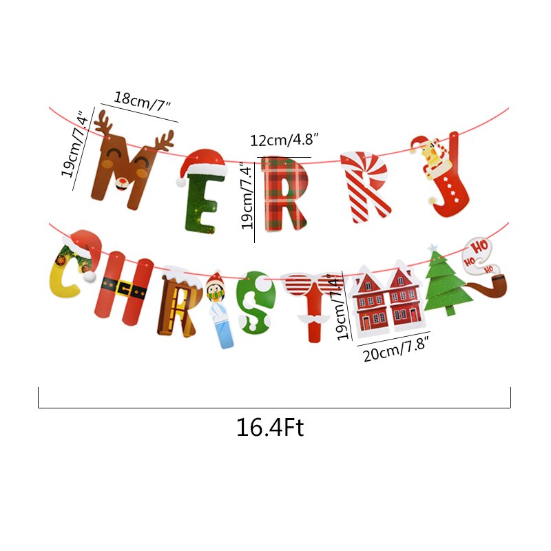 Buon natale zigolo striscione girandola di carta fan babbo natale pupazzo di neve alci spirale appesa ghirlanda festa di capodanno decorazione fai da te: B01