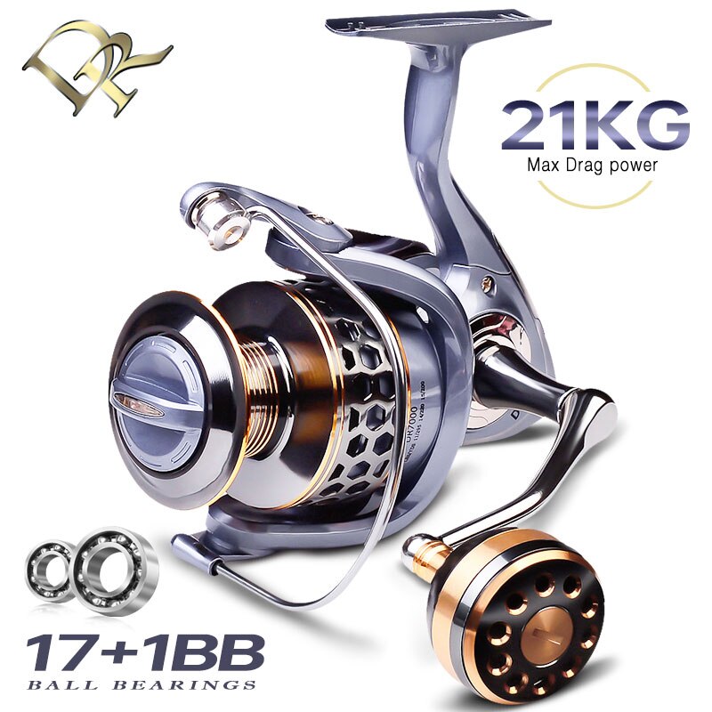 Fishing Reel DR2000-7000 Water Resistance Aluminium Spool Spinning Reel 21KG Max Drag Power Handle CNC Metal Fishing Reel