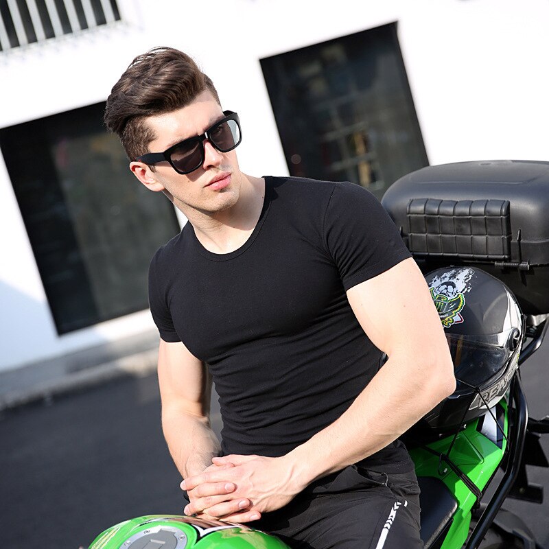 ELI22 Mens muscle T shirt bodybuilding fitness men tops cotton singlets Plus Big size TShirt gasp Short Sleeve Tshirt: XL / Black