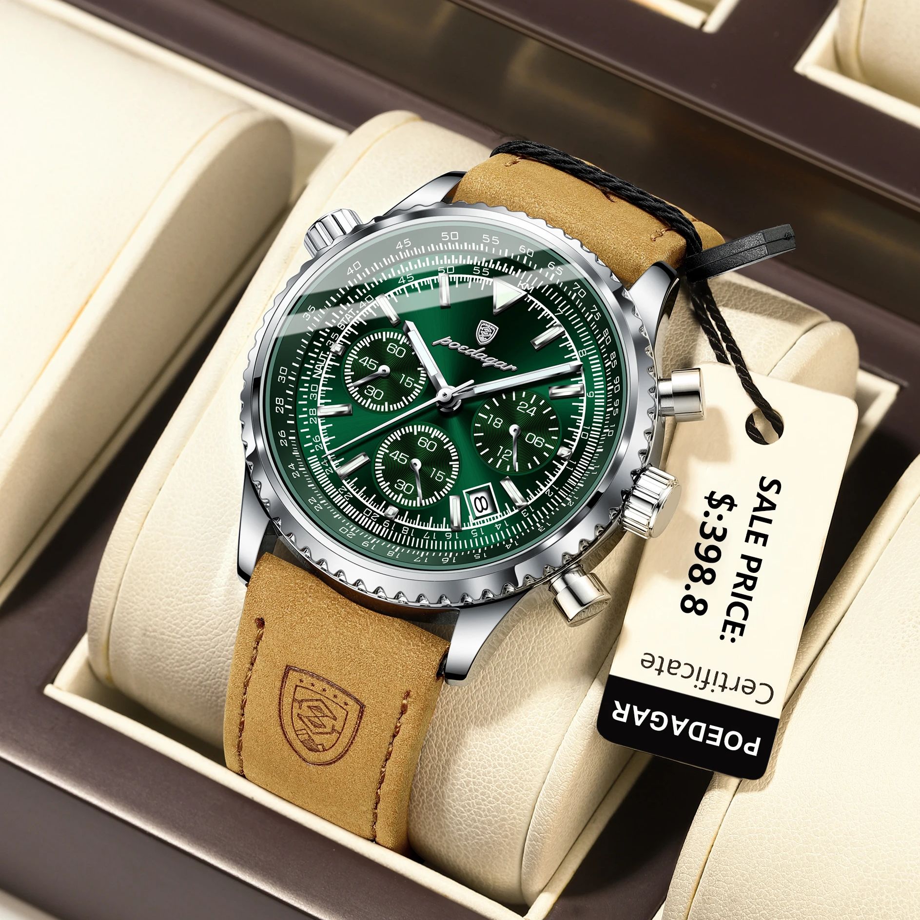 POEDAGAR oben Luxus Männer Uhr Wasserdicht Leucht Datum Chronograph Sport Mann Armbanduhr Leder herren Quarz Uhren Männlich Reloj