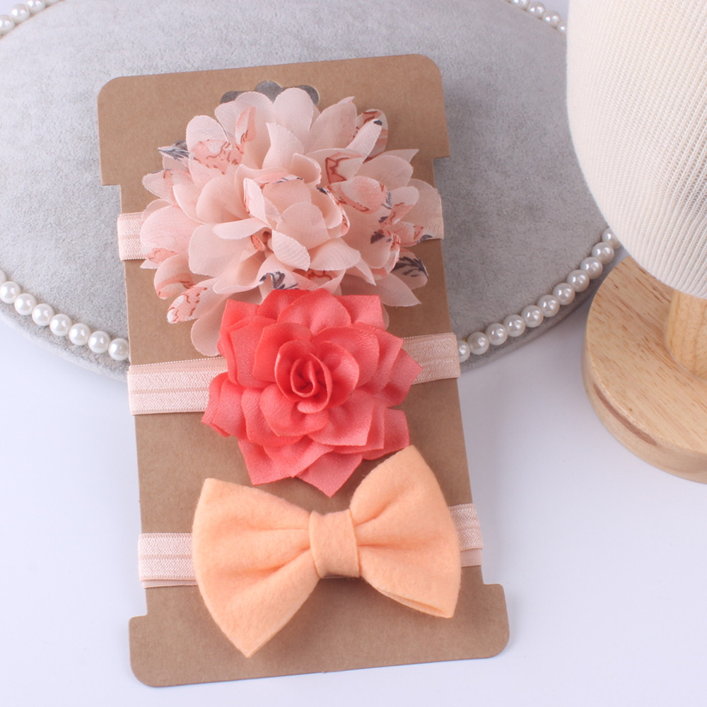 Conjunto de Diadema con lazo para bebé y niña, Bandage para la cabeza con lazo, diadema de flores para el pelo, accesorios de ropa infantil, 3 piezas