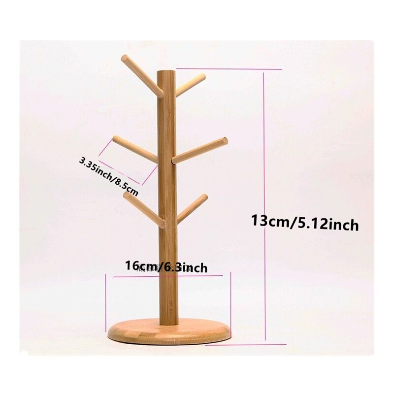 Mug Cup Rack Tea Set Wood DIY Shelf Tree Shape Wooden Rack Wine Glass Holder Coffee Mug Storage Drying Rack For Home Kitchen