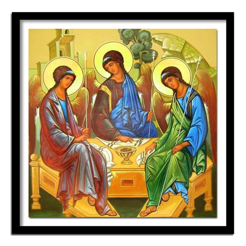 3d DIY 5D full diamond embroidery religions icons the holy trinity diamond painting cross stitch picture wall sticker