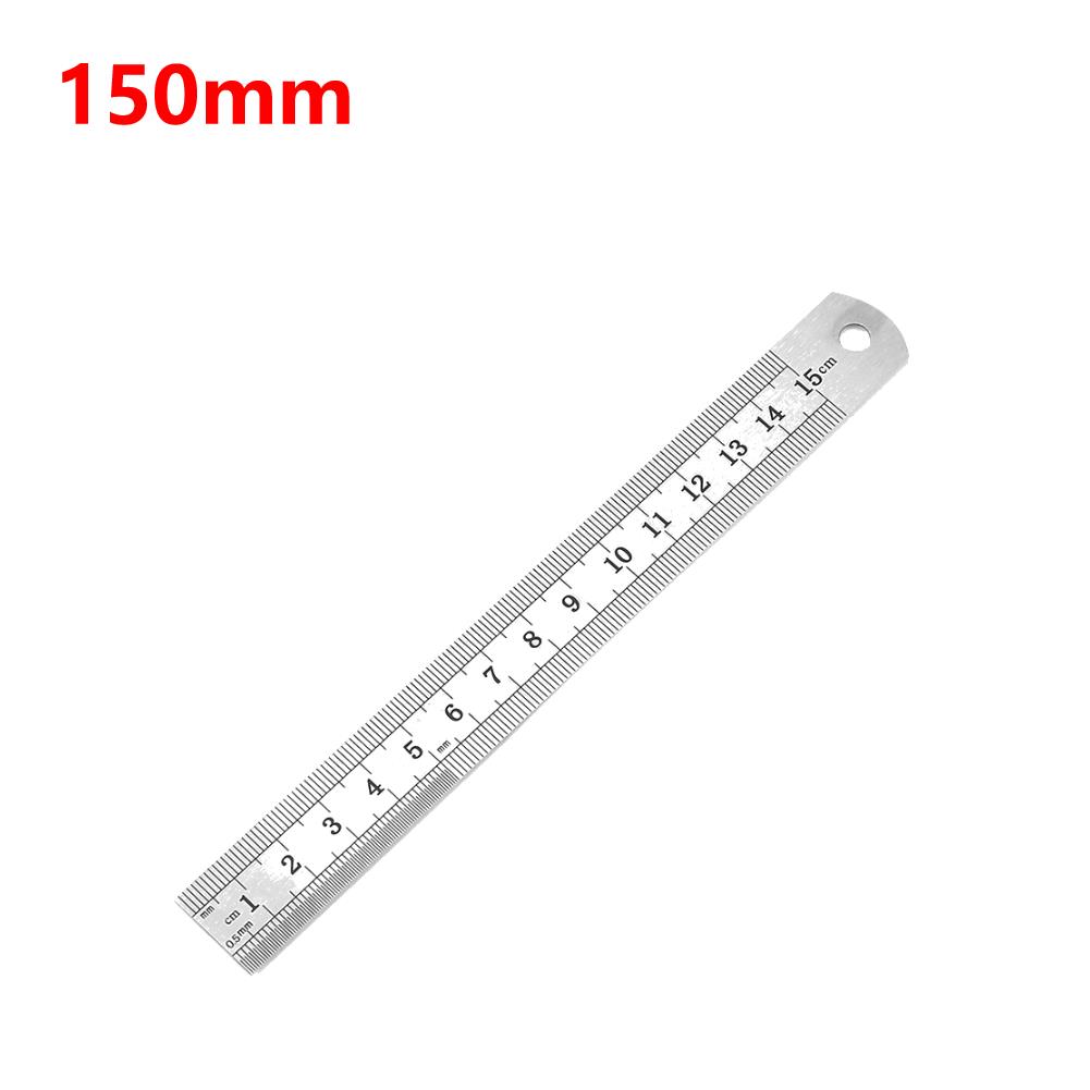 Metal Stainless Steel Ruler Double Side Centimeter Inches Scale Metric Ruler Drawing Architecture School Office Supplies 15-50cm: WHITE
