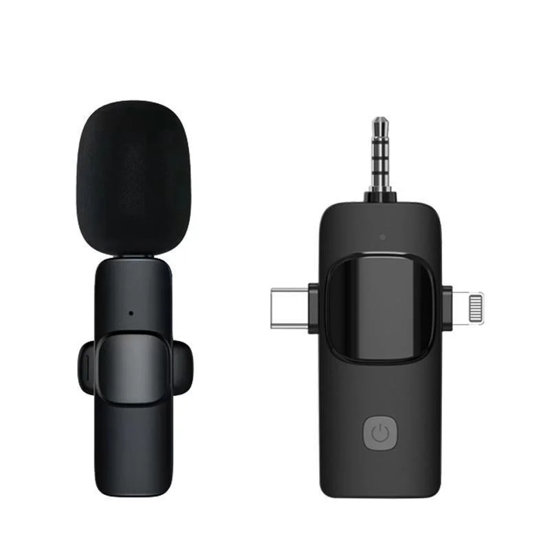 Basix Mini micrófono Lavalier portátil Audio Video grabación Mini micrófono de solapa micrófono inalámbrico para IPhone TypeC ipad juego teléfono: Dorado