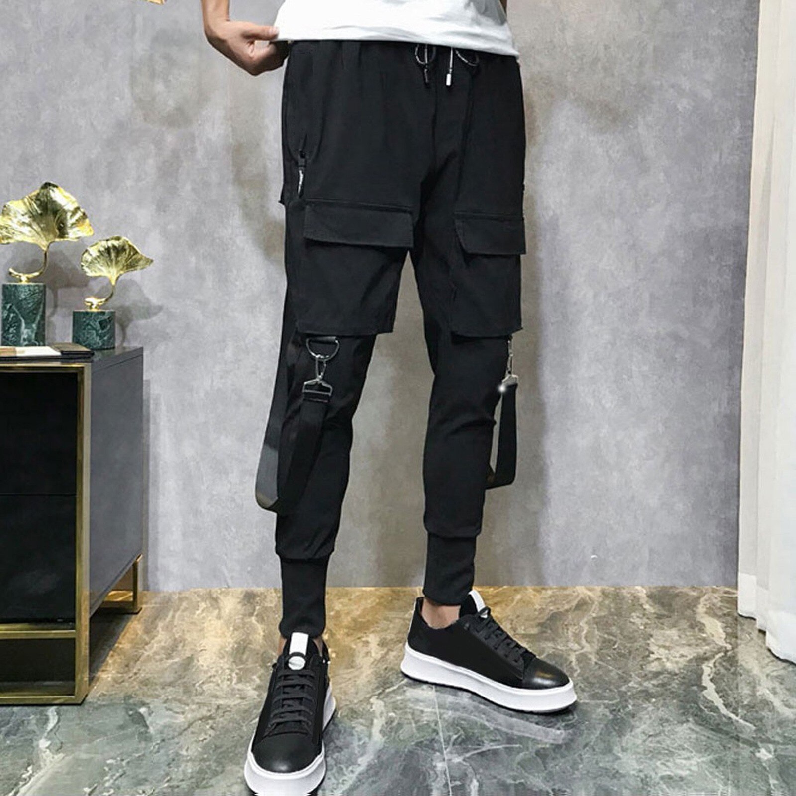 Men's Casual Work Trousers - Multi-Pocket, Breathable, Comfortable Fit: S