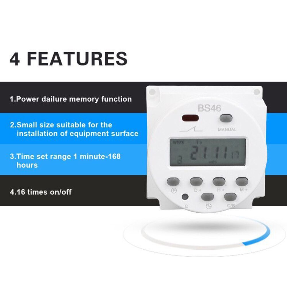 power outage memory 220V 16A CE got digital timer switch built-in regargeable battery cn101A timer 16 times on/off Lcd display