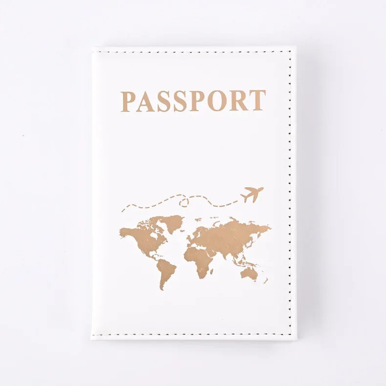 Funda dorada para pasaporte de viaje para hombre y mujer, funda de cuero PU con mapa de billetes, fundas para pasaporte, accesorios protectores para pasaporte: Multicolor