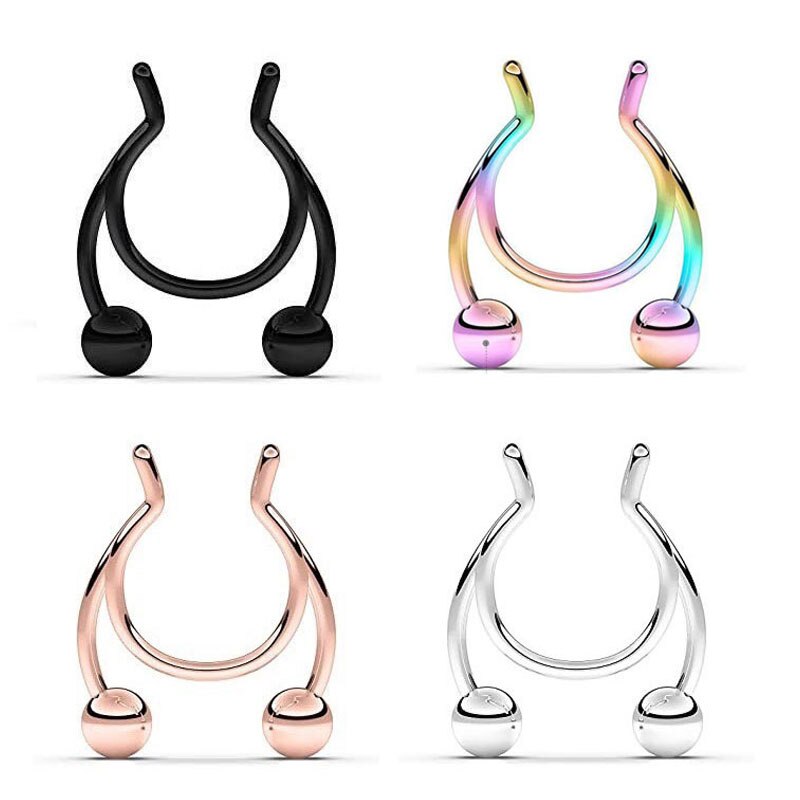 1Pcs Nose Ring Neus Clip Rvs Neustussenschot Valse Neus Ring Piercing Sieraden