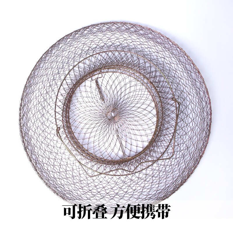 Foldable Metal Wire Fish Basket Crab Traps Baskets Shrimp Iron Small Mesh Accessory Net Fishing