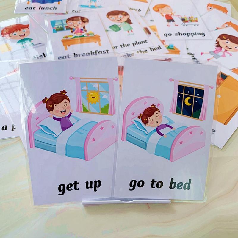 34pcs Early Education Puzzle Cards For English Learning Kids Daily Behavior Life Educational Word Card Autism Baby Training Card