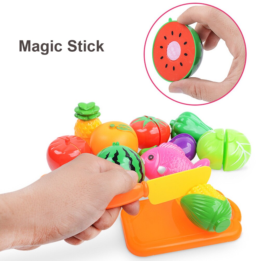 Children Pretend Play Set Plastic Food Toy DIY Cake Toy Cutting Fruit Vegetable Food Pretend Play Toys For Kids Educational