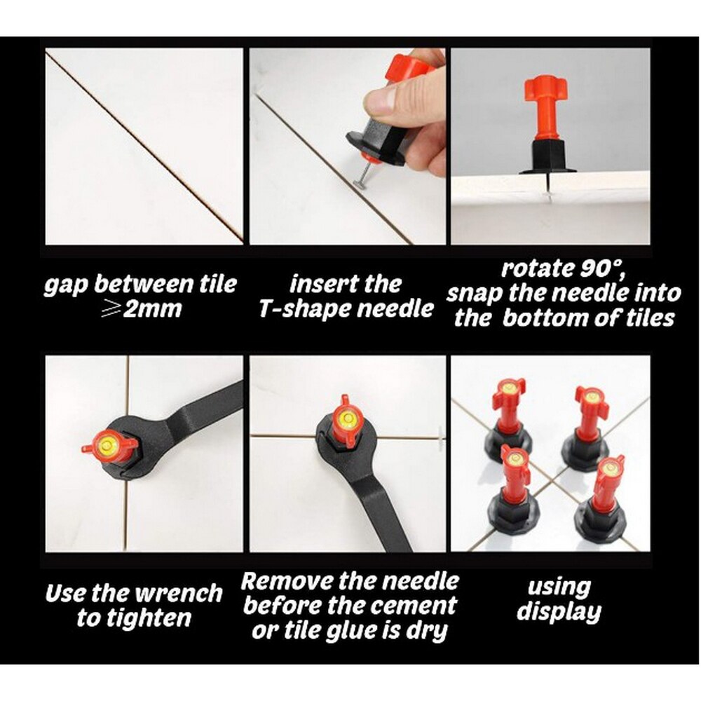 Horizontal Wedge Tile Reusable Steel Pin Leveler Adjustable Leveler Locator Kit Stainless Steel Wrench Building Tools Supplies