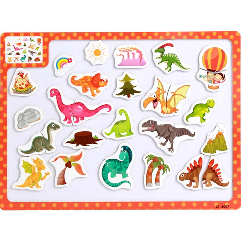 Wooden Magnetic World Map Puzzle Various Themes Early Childhood Education Educational Toys Magnetic Map Cognitive Learning Toys: Dinosaur world