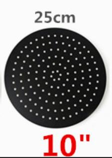 Cabezal de ducha de lluvia redondo y Cuadrado Negro, ultrafino, 2mm, 8 10 12 16 pulgadas, Brazo de ducha montado en pared y techo para Baño: 10 inch round