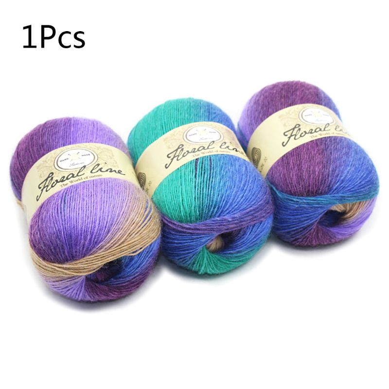 Soft Worsted Yarn Rainbow Gradient Colors DIY Baby Knitting Wool Shawl Scarf Crochet Thread Supplies