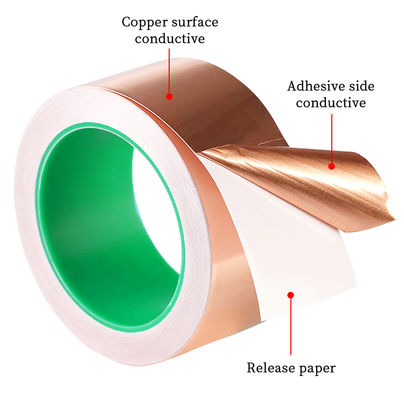 Cinta de lámina de cobre DIY con adhesivo conductor de doble cara, cinta adhesiva de reparación antiestática EMIA, cintas de reparación eléctrica de circuito