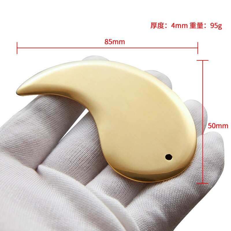 Pure Brass Copper Guasha Board Scraper Neck Body Meridian Scrapping Muscle Relaxing Acupuncture Stimulation Physical Therapy: 3