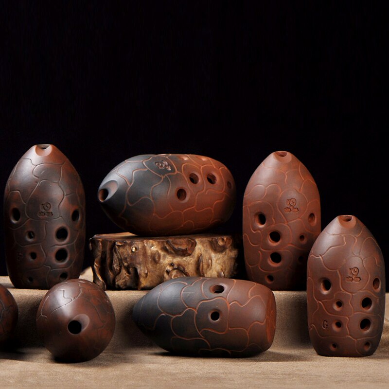 Chińnarty starożytny razy styl Ocarina instrument muzyczny profesjonalne 10-otwór dwuwarstwowa gliny Xun