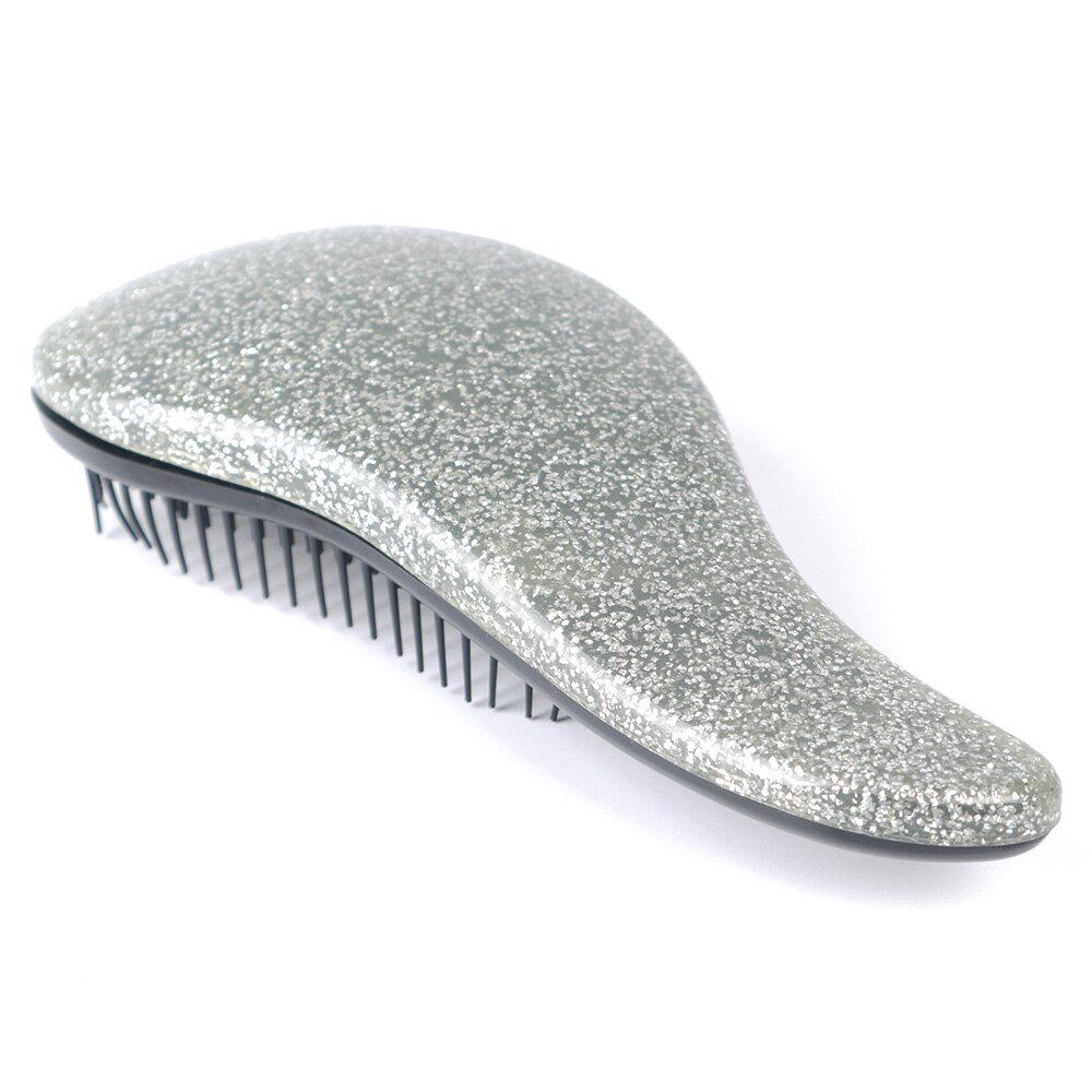 ISKYBOB Draagbare Magic Handvat Tangle Detangling Knoop Gratis Haar Borstel Kam Douche Salon Styling Tamer Tool populaire Cosmetische tas: Zilver