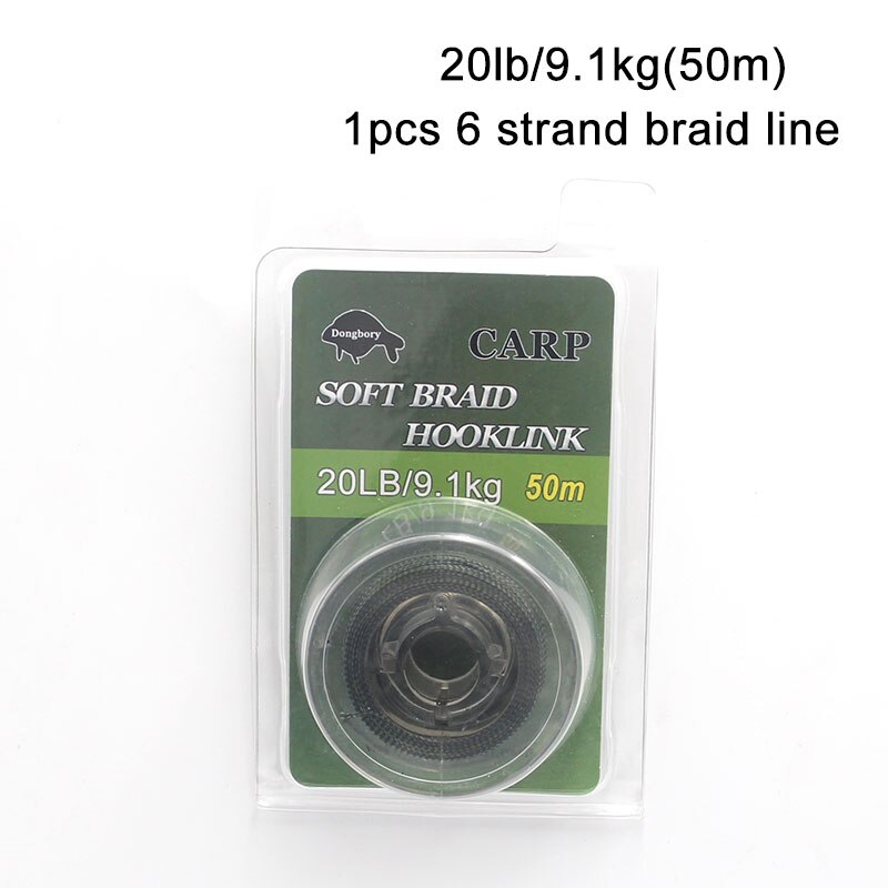 50m Carp Fishing Line Soft Braid Hooklink Fit Hair Carp Rigs Making Accessories For Carp Coarse Un-coated Line Tackle: 20LB