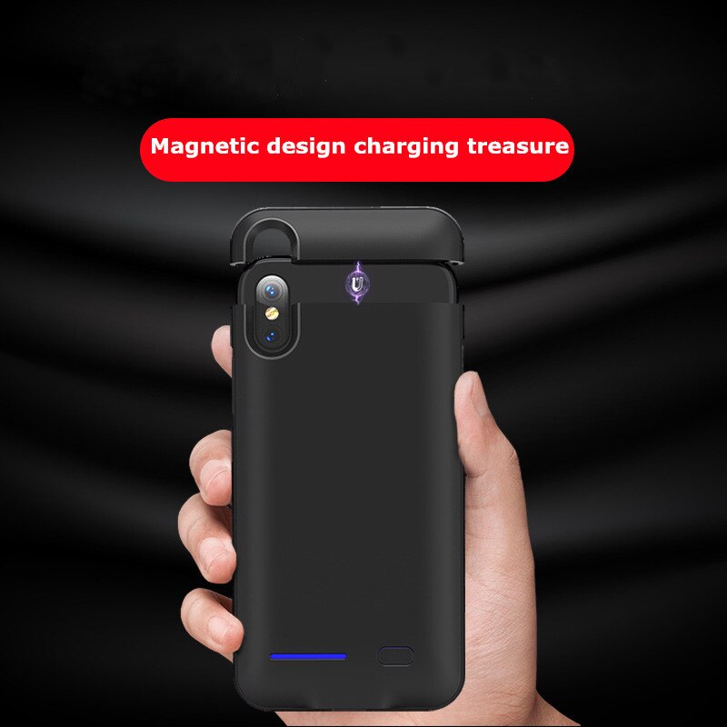 Funda de batería de teléfono extendida de 4000mAh para iPhone X, carcasa magnética para cargador de batería para iPhone XS, funda portátil para banco de energía