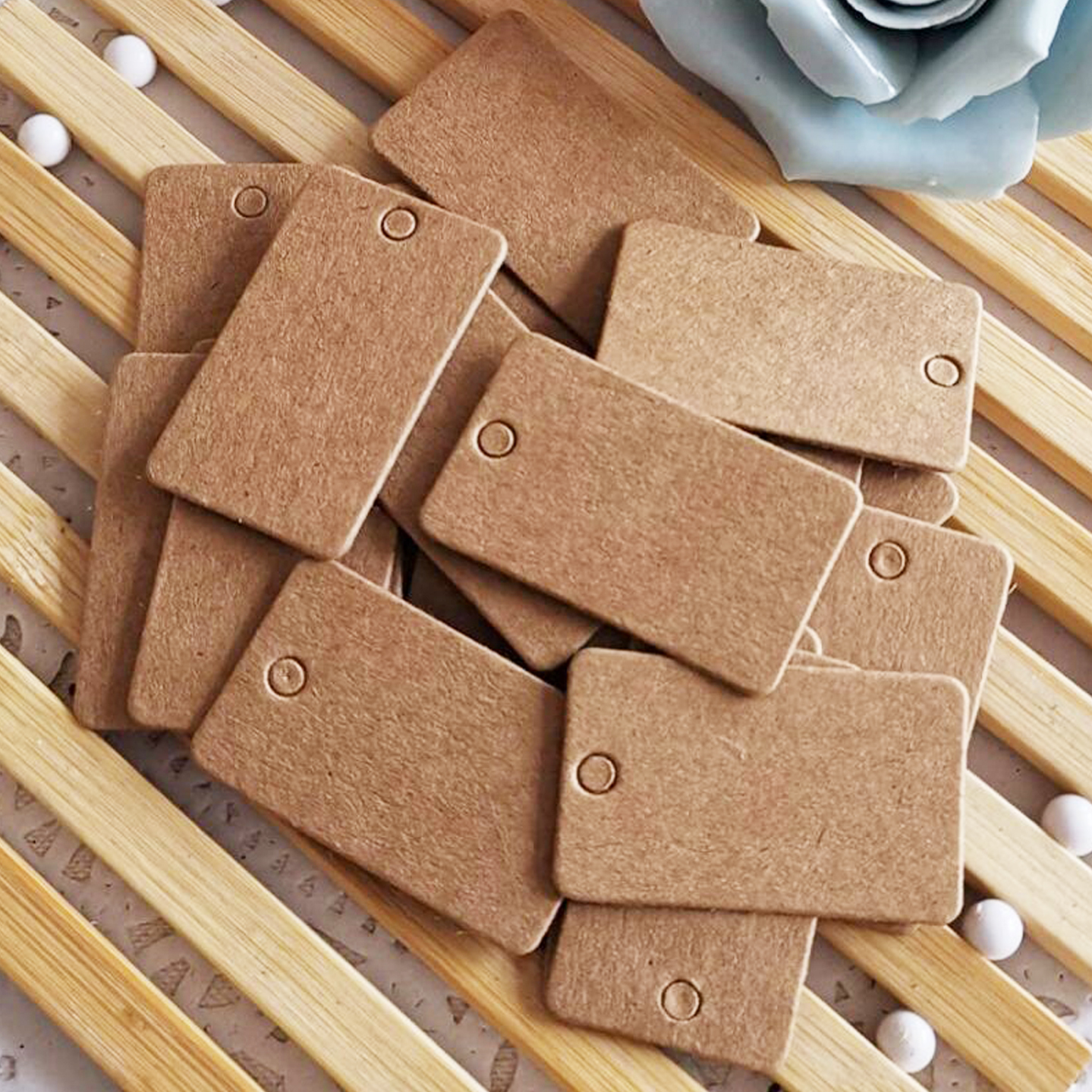 50 Uds. Etiquetas de tarjetas de papel de agradecimiento para estampado, embalaje de joyería: Beige