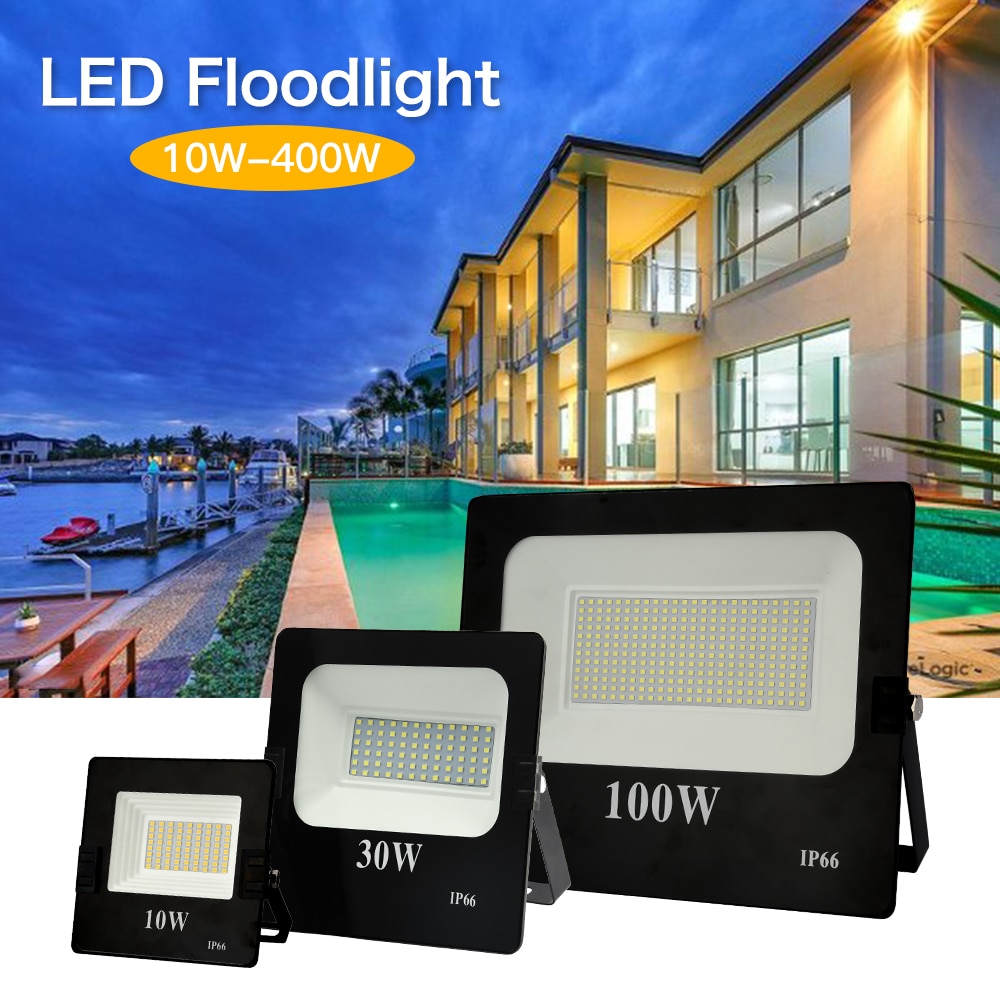 LED Outdoor Floodlight IP66 Waterproof 400W Spotlight 50W Flood Light for Billboard Projector 10W 20W 30W 220V Reflector
