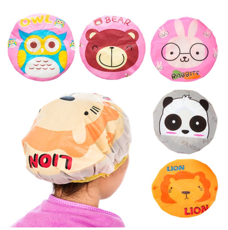 Cartoon dier waterdichte douche bad haarkap herbruikbare kanten elastische band föhn haarstomer