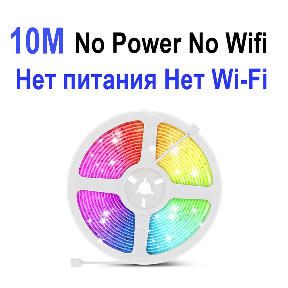 Wifi tuya smart musik led strip lys tv baggrundsbelysningssæt med alexa google home 5050 rgb dæmpbar 5m 10m 15m dc 12v stemmestyring: 10m ingen stik ingen wifi