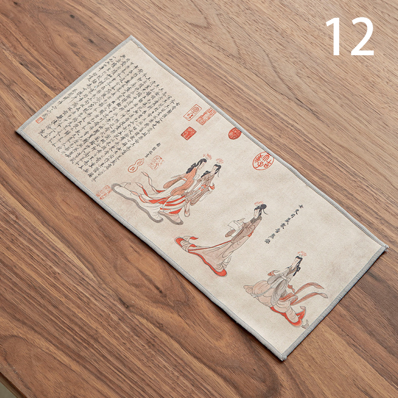 Painted Tea Towel Absorbent Rag Thickened Table Cleaning Chinese Tea Ceremony Household Kitchen Cleaning Towels Tea Accessories: 12