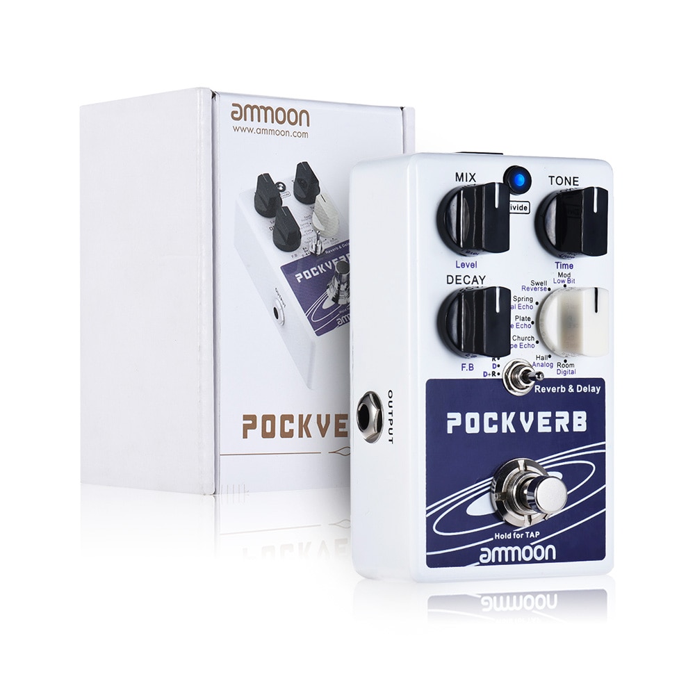 ammoon POCKVERB Reverb &amp; Delay Guitar Effect Pedal 7 Reverb Effects + 7 Delay Effects With Tap Tempo Function True Bypass