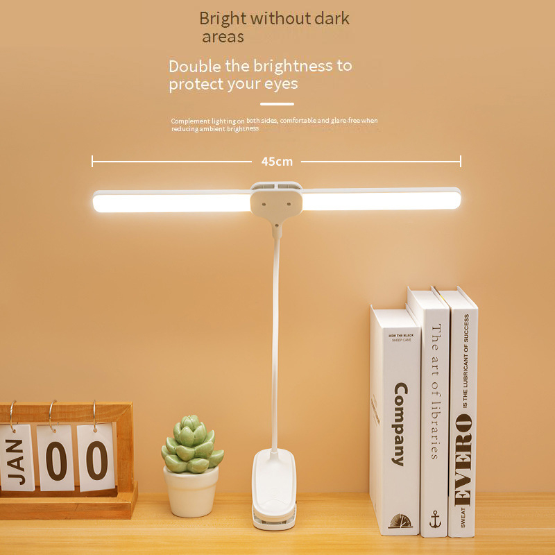 Lampe Double LED Soin des Yeux - Rechargeable & à Clip - Lampe de Lecture Chevet Dortoir