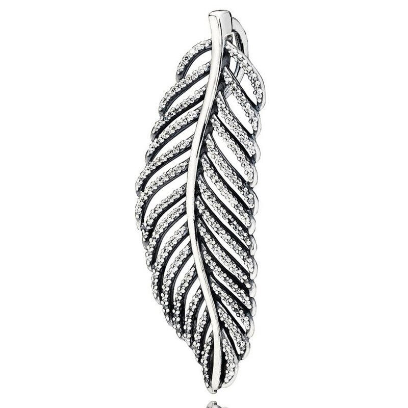 FAI DA TE di Fascino di Filatura Cuori Foglia di Quercia Albero Pendente Della Collana Della Piuma 925 Sterling Silver Bead Fit Originale Dei Monili Del Braccialetto: 12