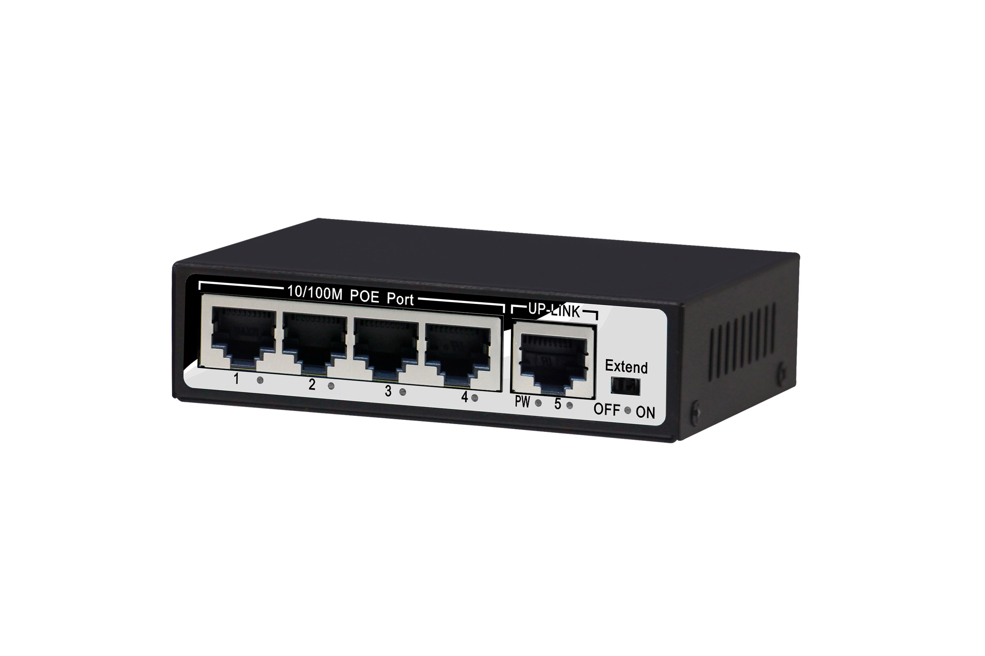 Commutateur 5 ports 10/100M, dont 1-4 ports supportent POE, norme internationale IEEE 802.3af, puissance totale externe 48W