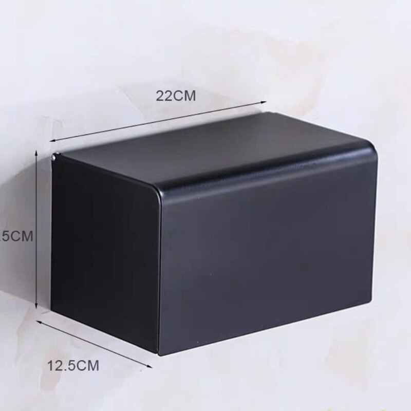 Toiletpapirholder guld rustfrit stål badeværelse rullepapir vægmonteret mobiltelefon rack papirhåndklædeholder toiletpapir kasse: Sort 2