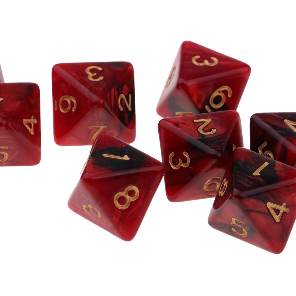 Set di dadi poliedrici da 10 pezzi Fantasy Dream Pearl Swirl dadi multi-faccia D8 per appassionati di DND RPG avventuriero