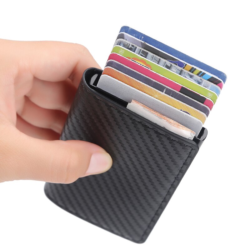 Carbon Fiber Rfid Blocking Mannen Creditcardhouder Lederen Bank Card Wallet Case Kaarthouder Bescherming Portemonnee Voor vrouwen