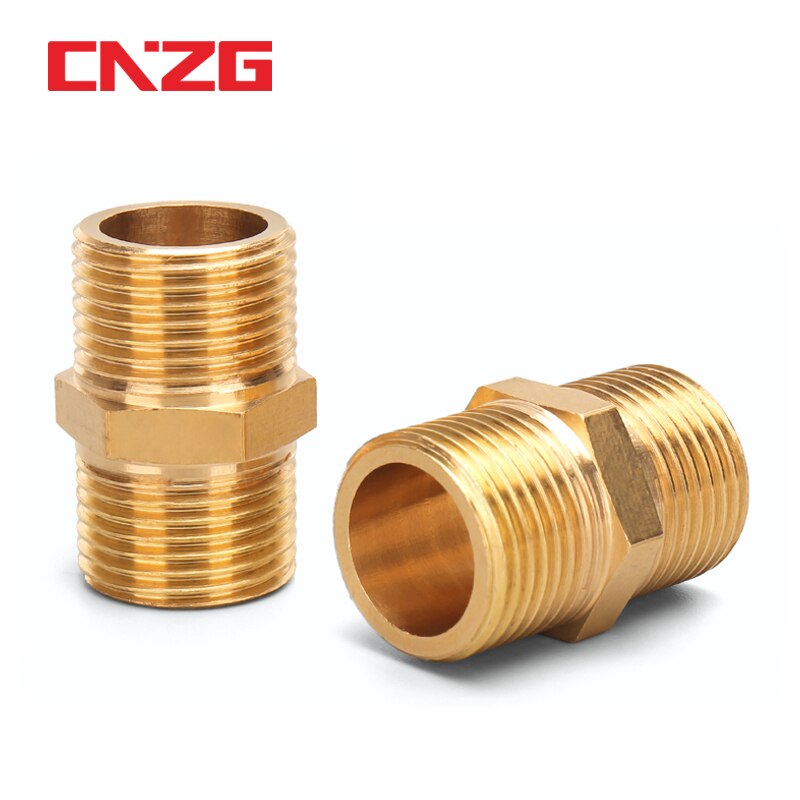 Messing rør sekskantet nippel fitting lynkobling adapter 1/8 1/4 3/8 1/2 3/4 1 bsp han til han gevind vand olie gas stik