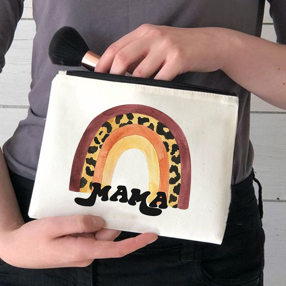 Rainbow Mama torby kosmetyczne piękny nauczyciel torebki na makijaż moda etui na przybory do makijażu zabawna torba do przechowywania duże etui podróżne wielokrotnego użytku: W04042-TBWH-D