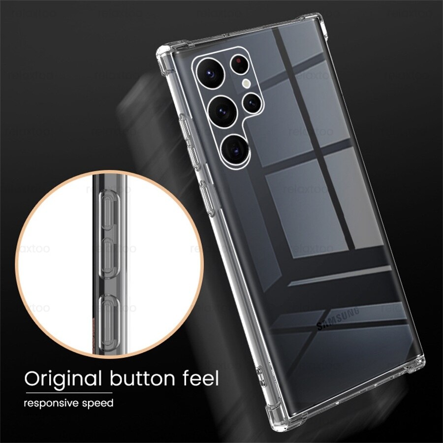 Voor Samsung S 22 Ultra Case Transparant Airbag Anti-Val Beschermen Shell Galaxy S22 S22 + S22Ultra Zachte Siliconen schokbestendig Coque