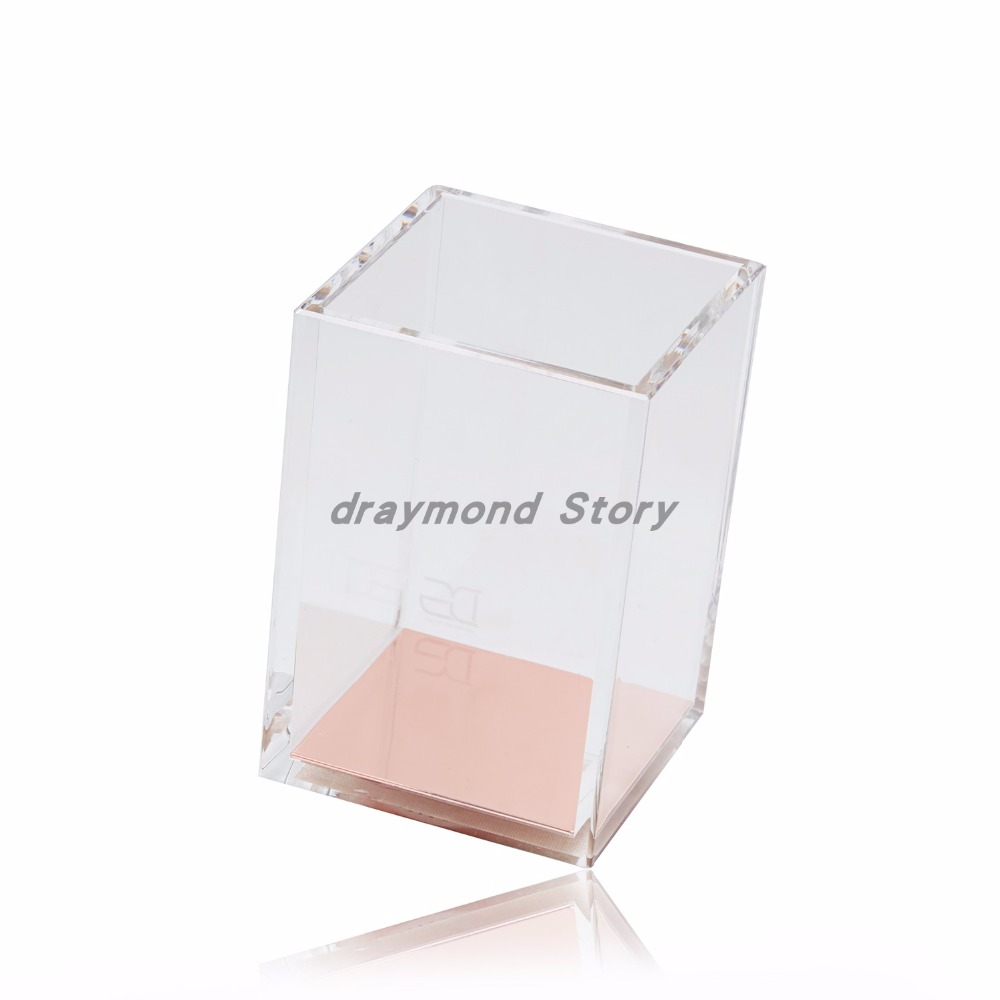 Premium Acryl Schaar & Rose Gold Potlood/Pen Bekerhouder Bureau Kit