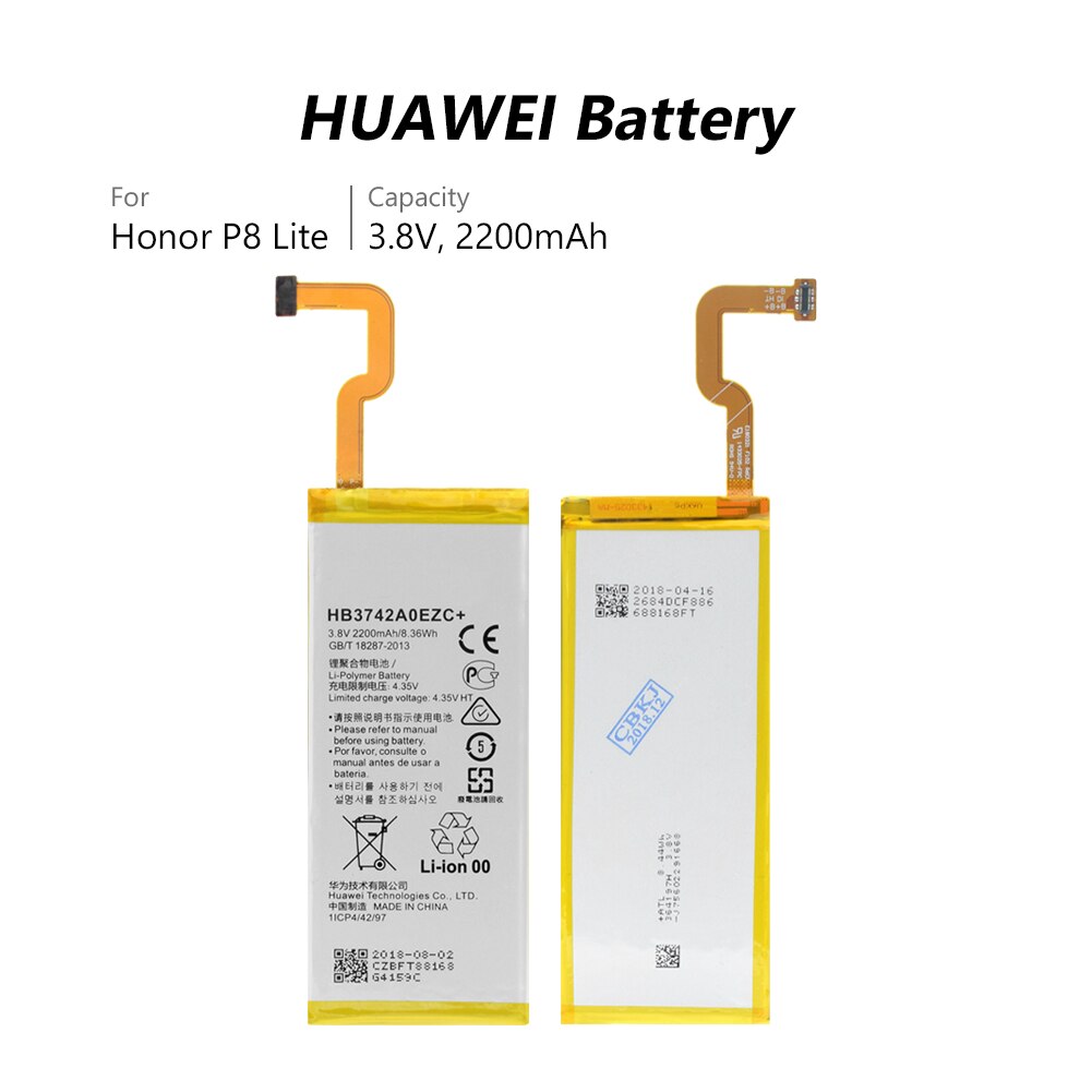 Voor Huawei P8 Lite Batterij 2200Mah HB3742A0EZC + 100% Vervangende Batterij Accu Voor Huawei P8 Lite GR3 genieten 5S