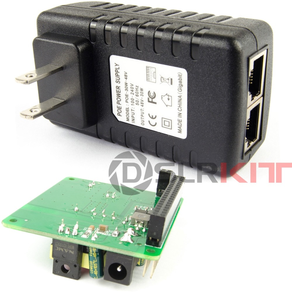 DSLRKIT Gigabit Raspberry Pi 4 4B 3B+ 3B Plus 5V 12V Dual Output PoE Kit (HAT+ Injector)
