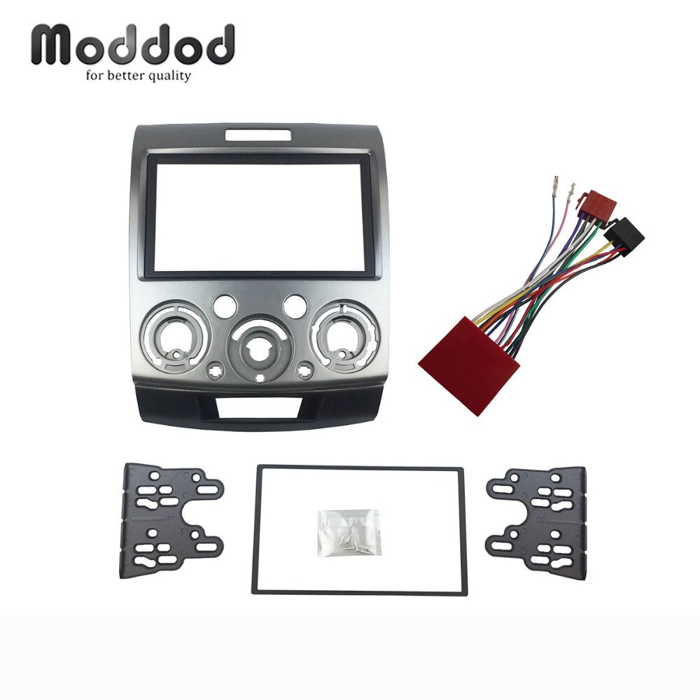 Dubbel Din Fascia Voor Ford Everest Ranger Mazda BT-50 Stereo Panel Met Iso Kabelboom Dashboard Dash Trim Kit Gezicht frame