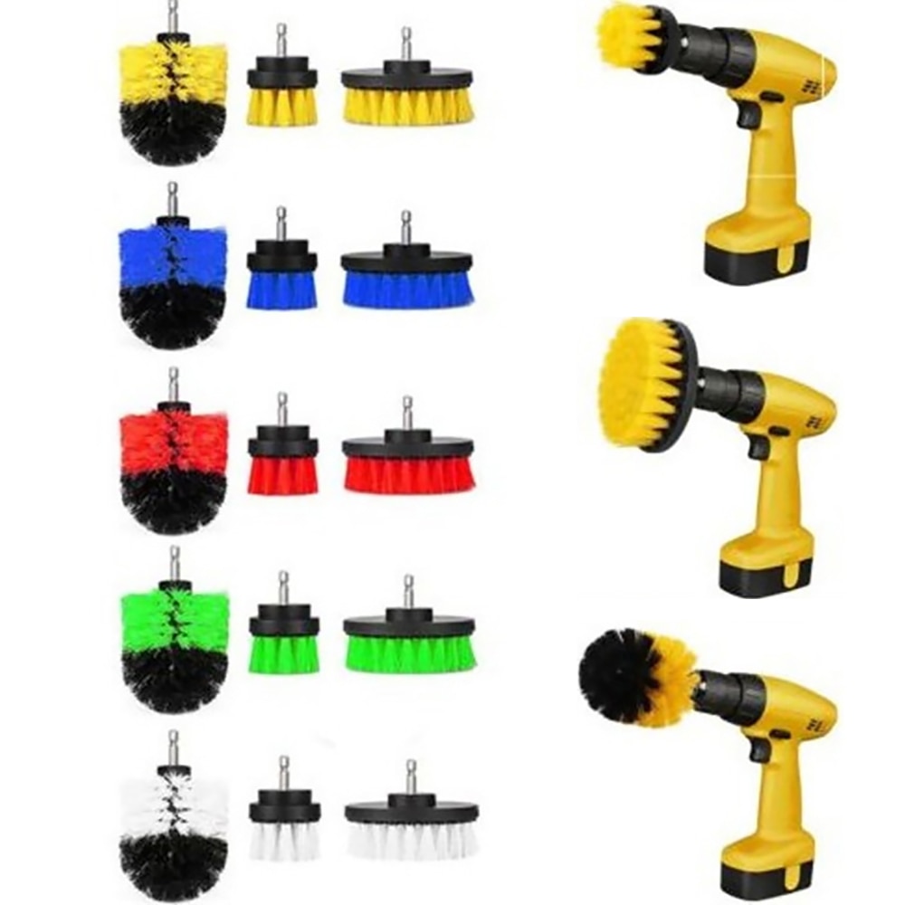 1/3Pcs Set Drill Power Scrub Clean Brush Electric Drill Brush Kit With Extension For Grout, Tiles,Bathroom, Kitchen & Auto