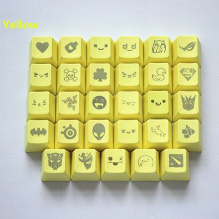 11 colors 29 Engraving graphics DIY PBT keycaps OEM R4 cherry MX switch mechanical keyboard keycap: yellow